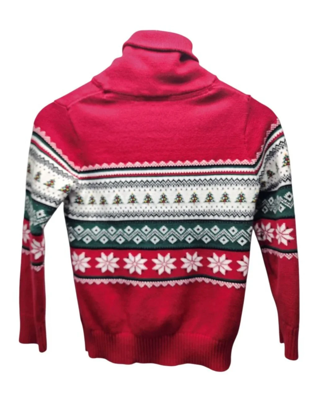 The Childrens Place Knit Sweater Size M(7/8) Red Fair Isle Snowflake Christmas